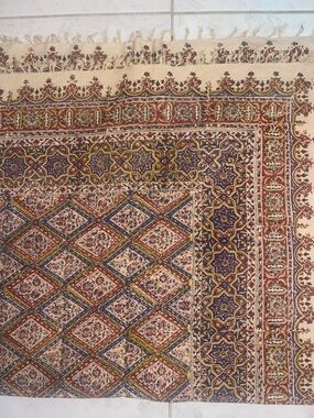 Isfahan Ghalamkar Persian Paisley Textile Block Printed tablecloth